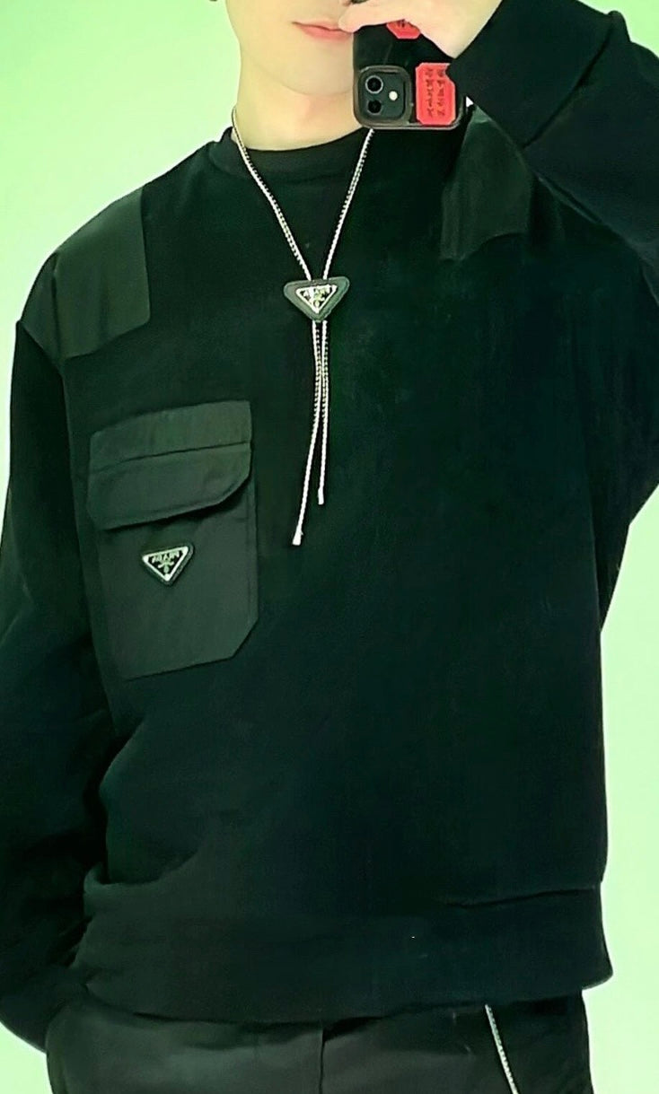 프라다 / 나일론 배색 포켓 스웨트 셔츠
