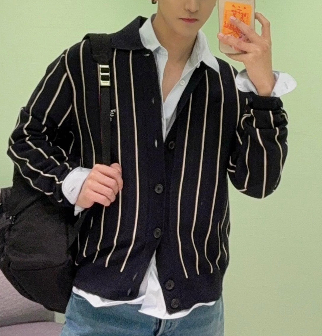 프라다 / 스트라이프 양모 가디건