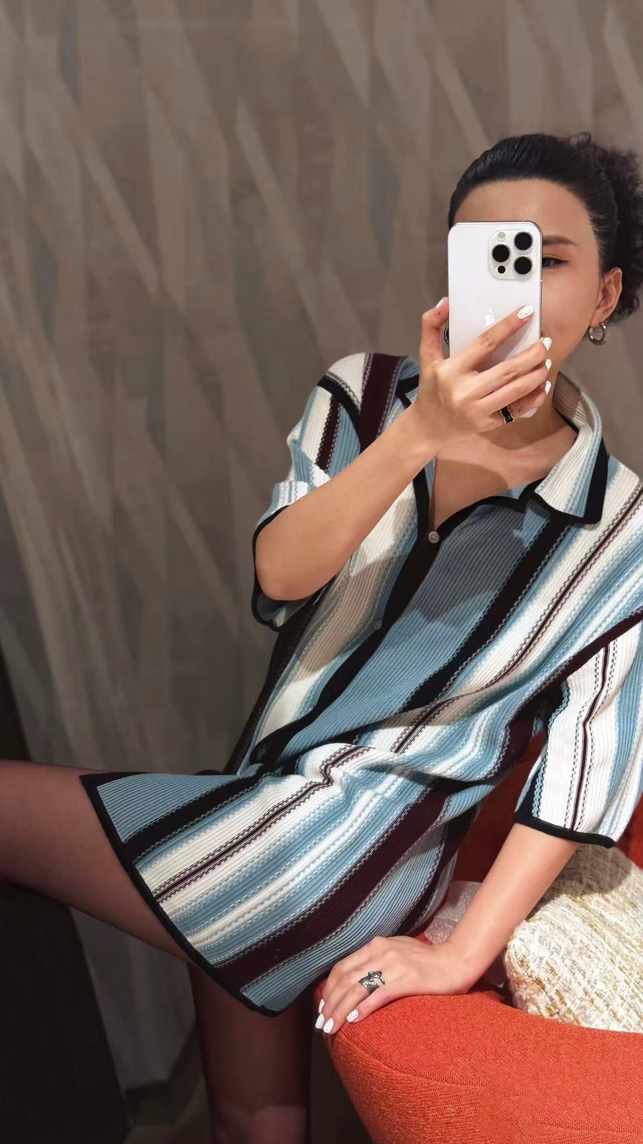 루이비통 / LV 스트라이프 니트 쇼트 셔츠