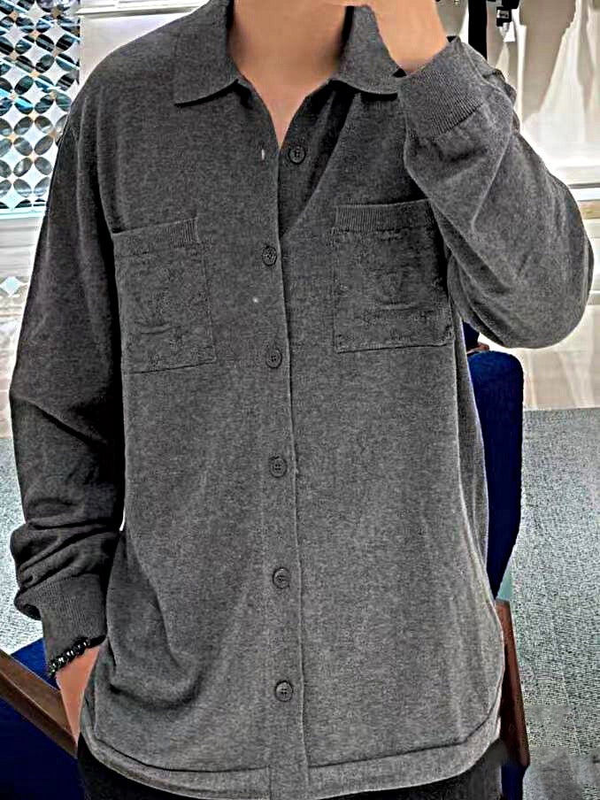 루이비통 / 순면 로고 엠보 니트 셔츠