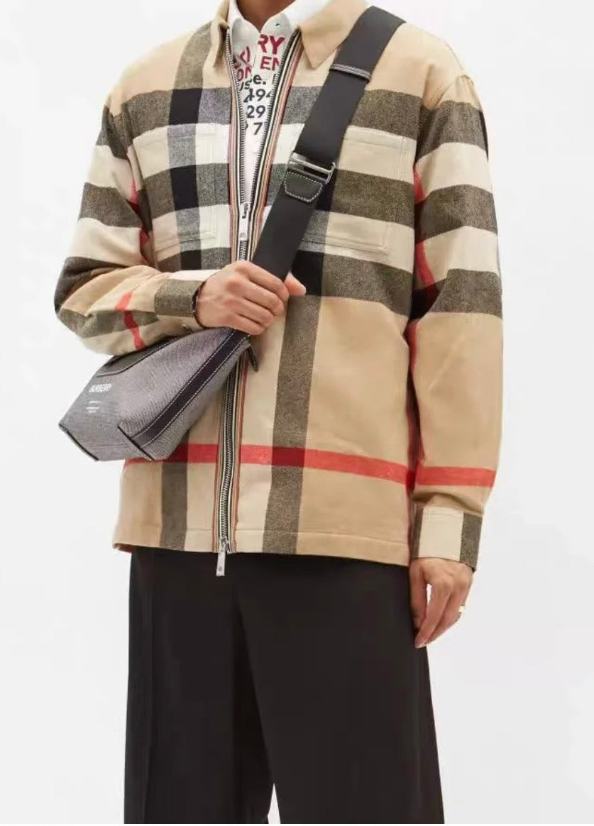 버버리 / 체크 양모 집업 포켓 자켓