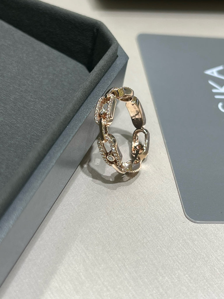메시카 / 무브 링크 멀티 파베 링 18K