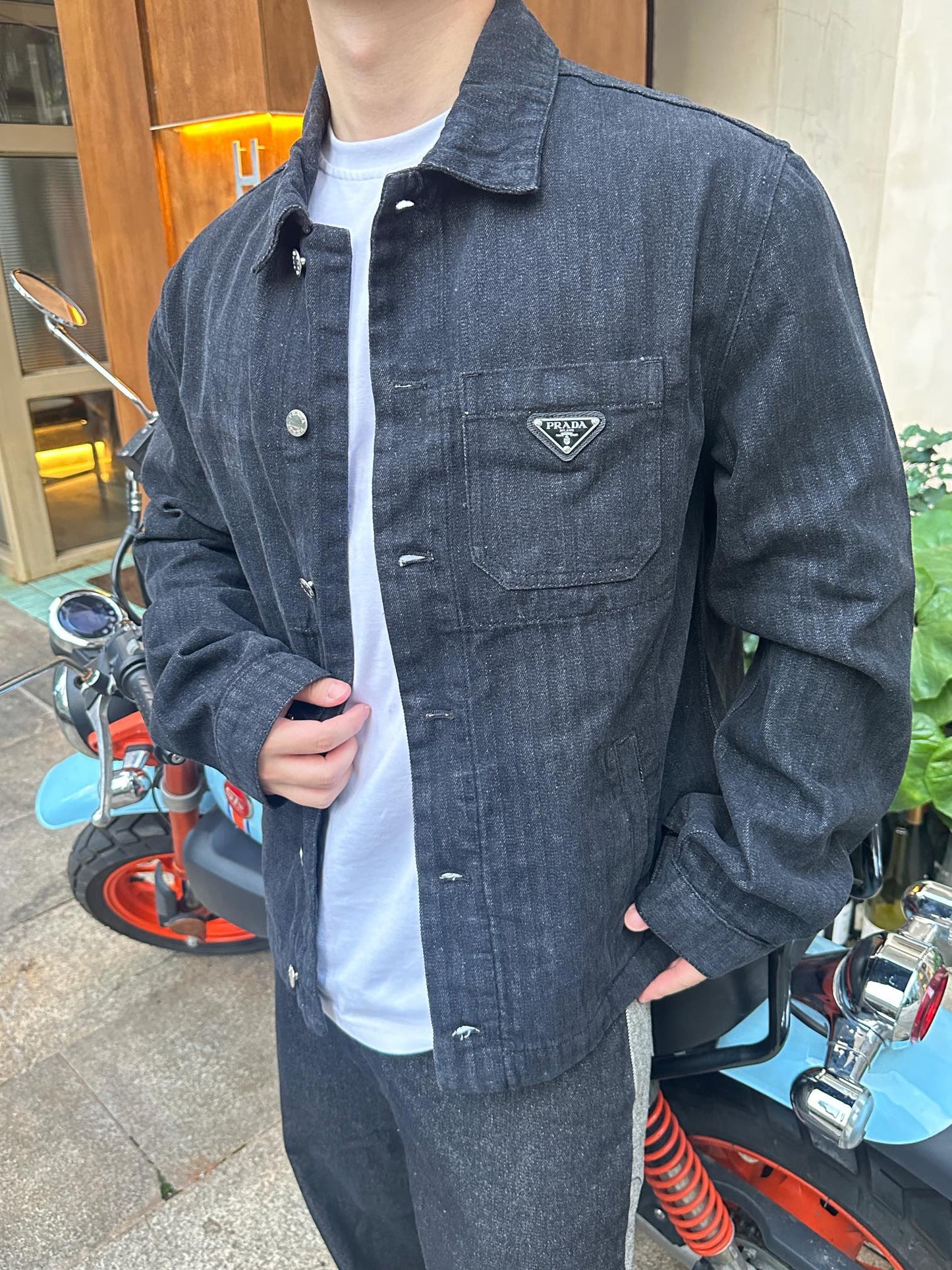 프라다 / 삼각로고 데님 셔츠 자켓
