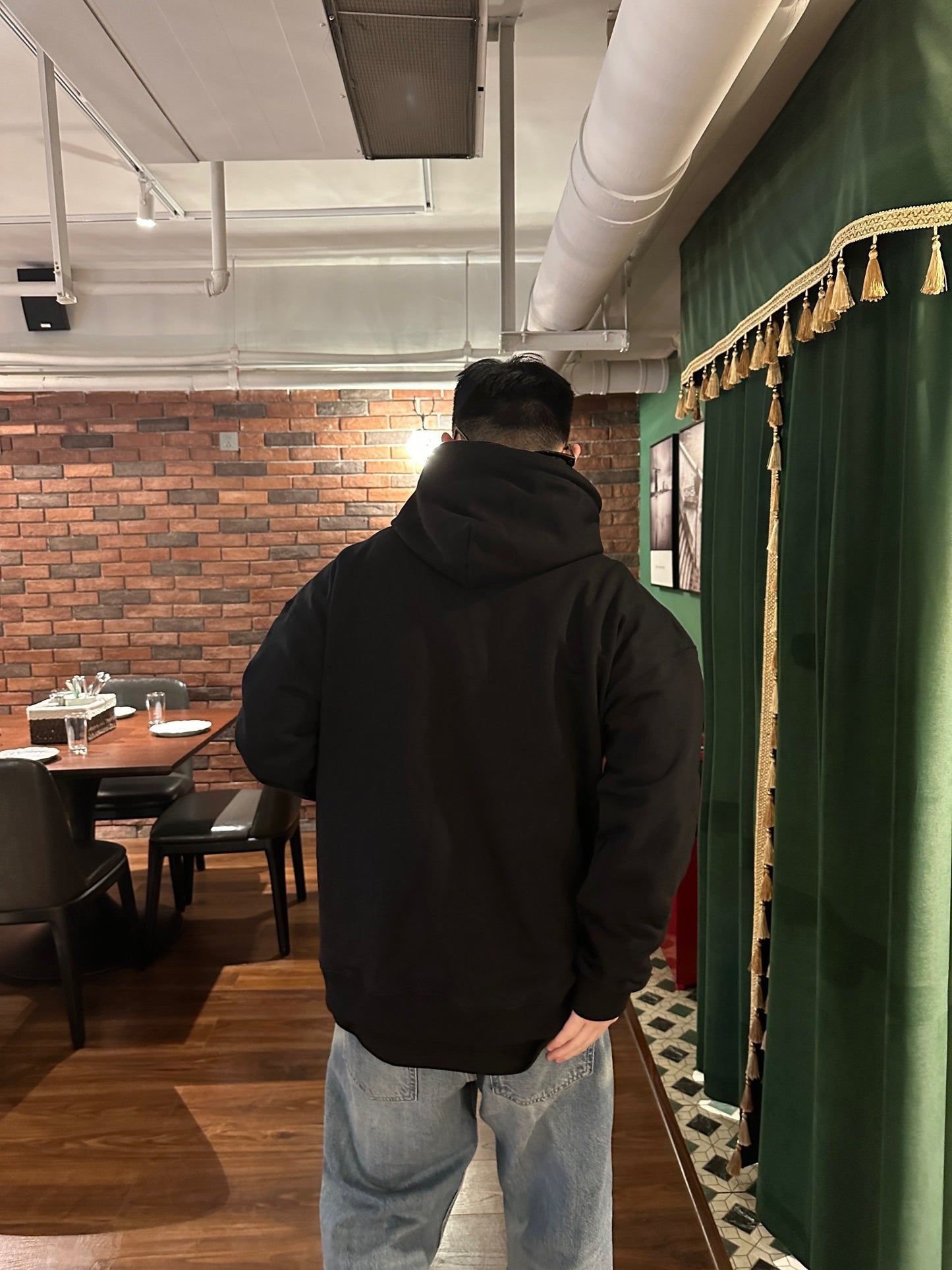 로에베 / 가죽 로고 후드 티셔츠