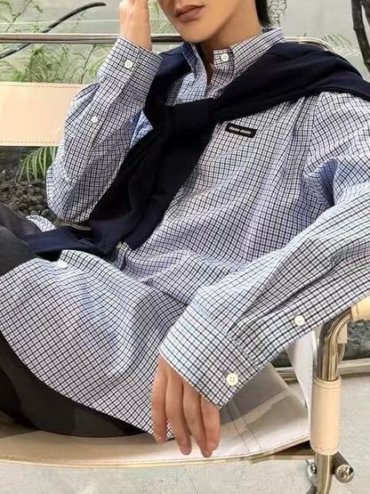 미우미우 / 자수 로고 체크 셔츠