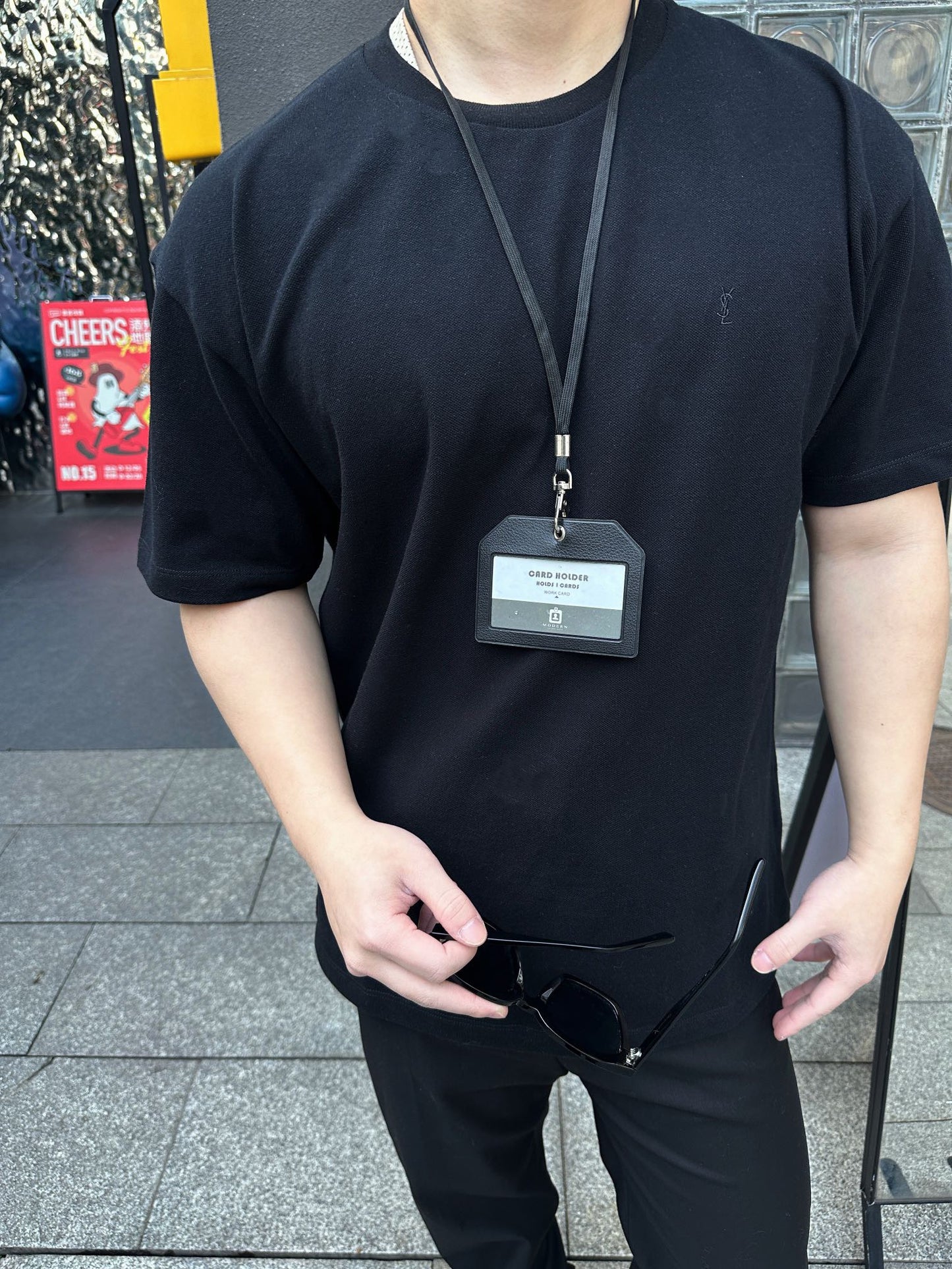 생로랑 / 로고 자수 쇼트 티셔츠