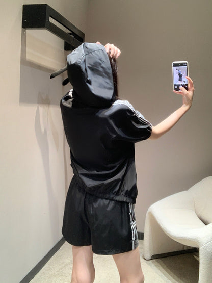 디올 / 시그니처 레터링 로고 나일론 캐주얼 후드 점퍼&쇼츠