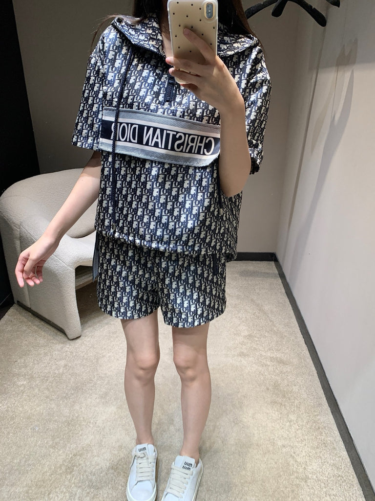 디올 / 시그니처 레터링 로고 나일론 캐주얼 후드 점퍼&쇼츠