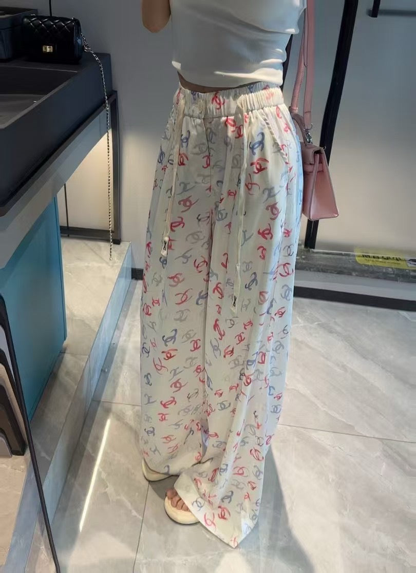 샤넬 / 더블 로고 프린팅 밴딩 팬츠