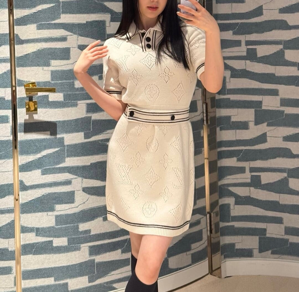 루이비통 / 모노그램 플라워 니트 폴로 넥 드레스