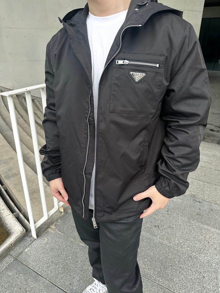 프라다 / 나일론 로고 지퍼 후드 자켓