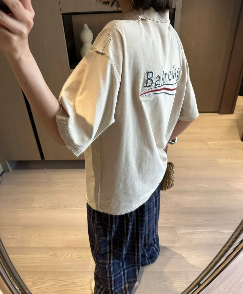 발렌시아가 / 빈티지 워싱 로고 티셔츠