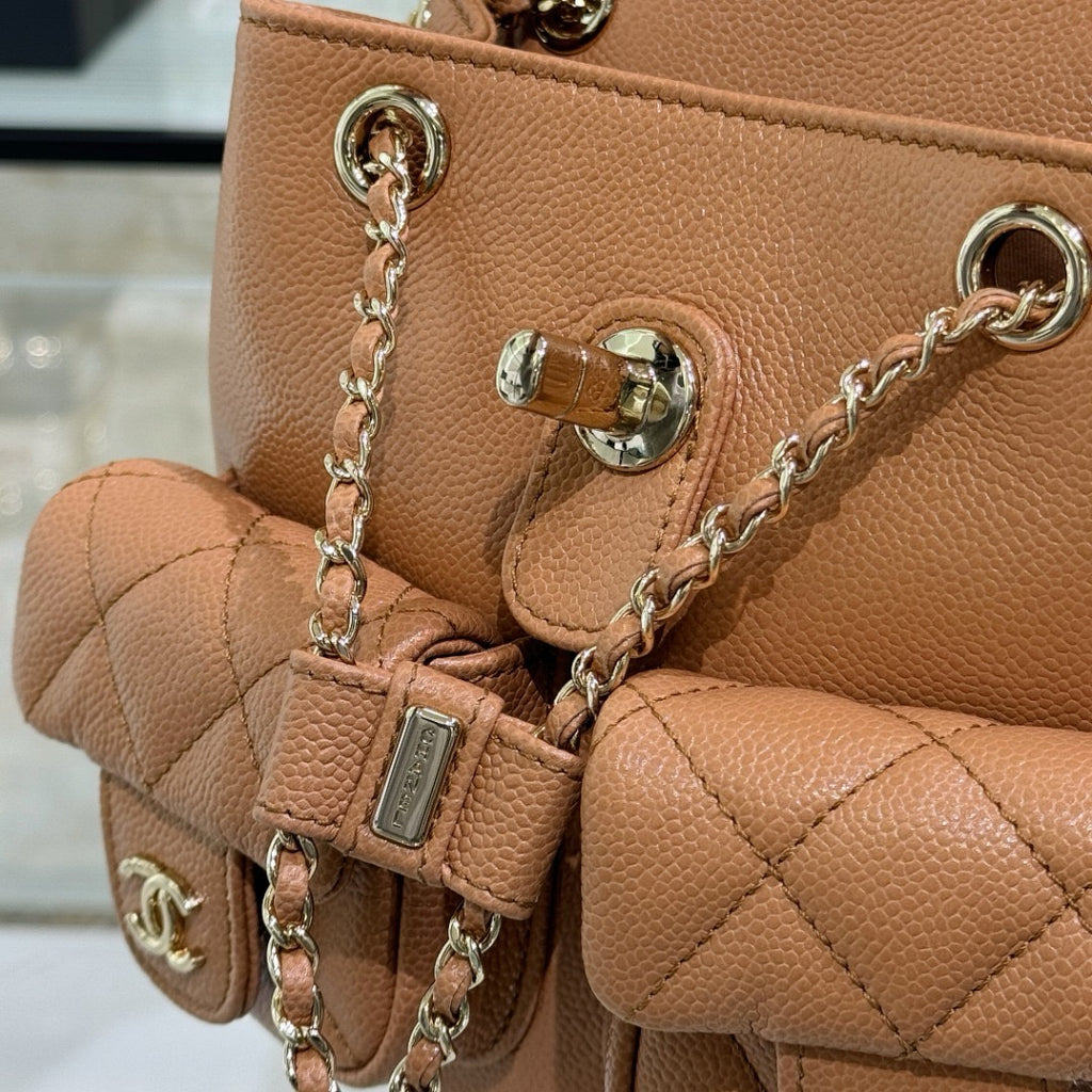 샤넬 / 듀마 백팩 투포켓 골드 스몰 23P