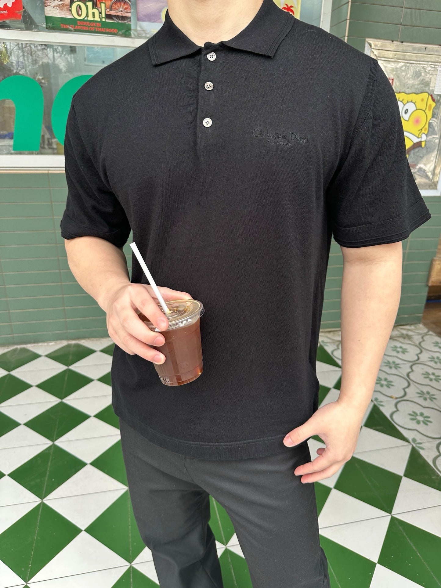 디올 / 로고 자수 레터링 폴로 티셔츠