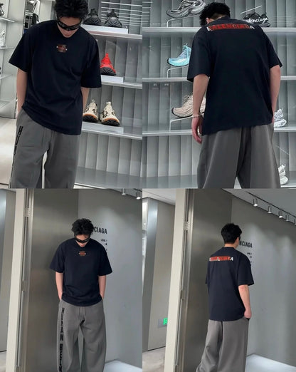 발렌시아가 / 레드 테이프 워싱 쇼트 티셔츠