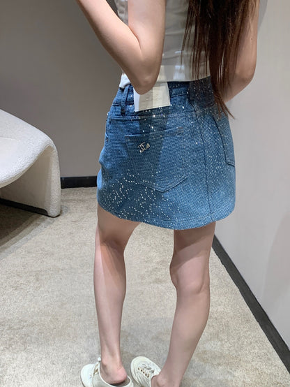 샤넬 / 스팽글 데님 스커트