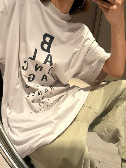 발렌시아가 / 레터링 프린트 넘버 티셔츠
