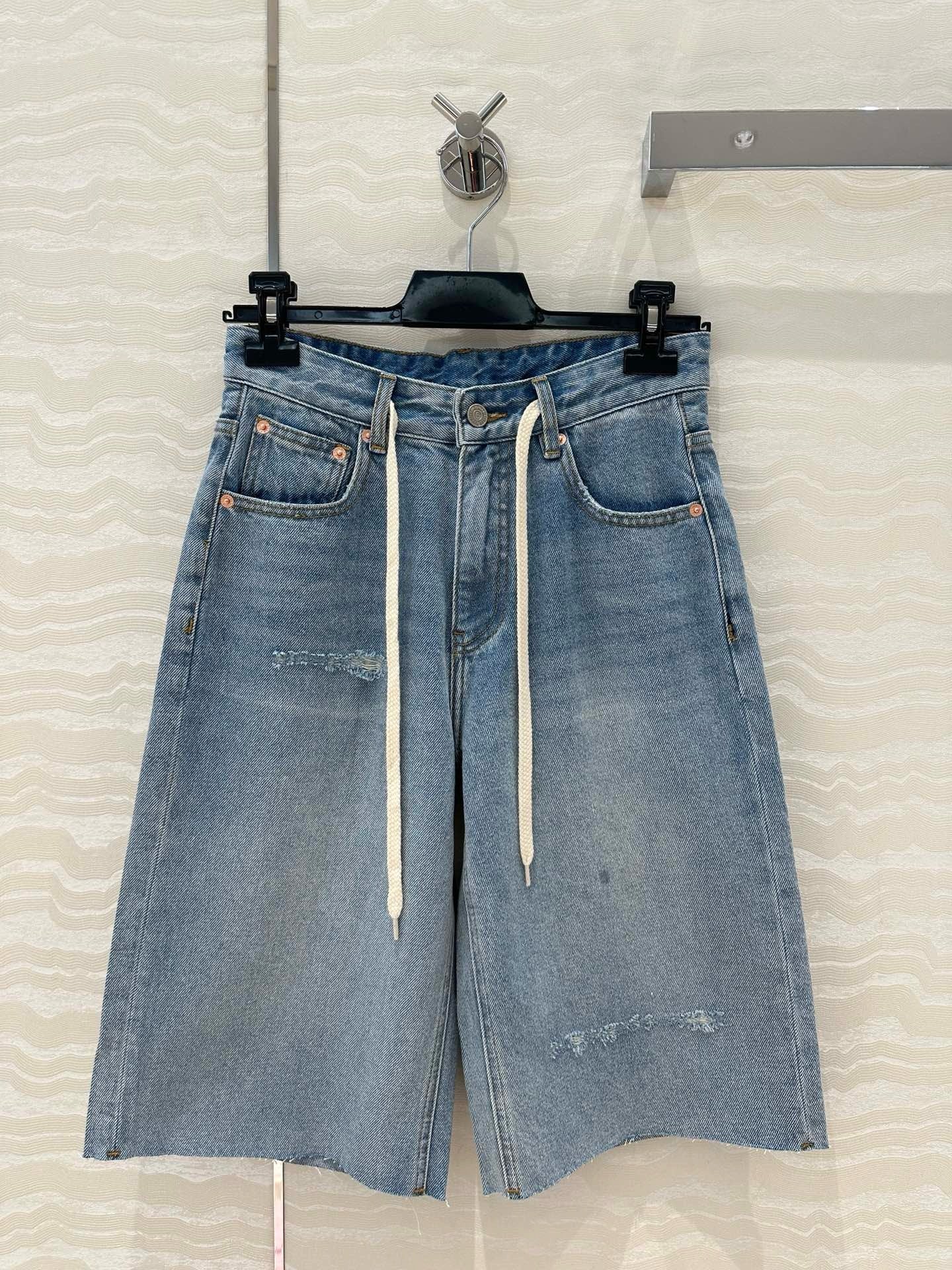 메종마르지엘라 / 벨티드 빈티지 워싱 하프 쇼츠