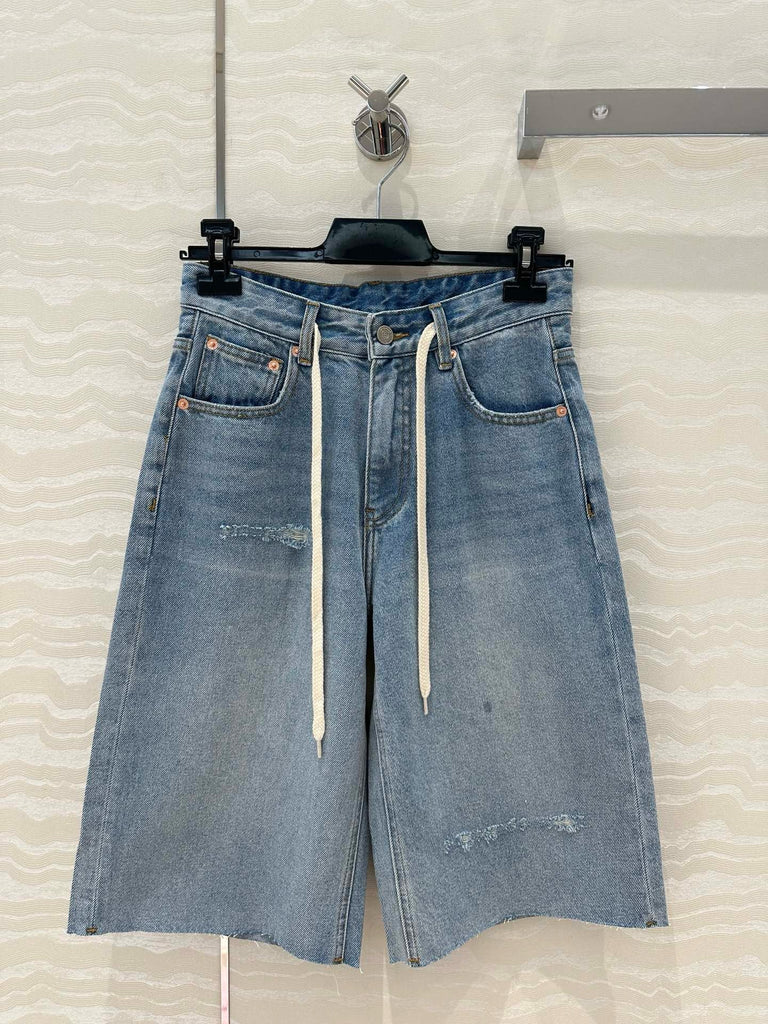 메종마르지엘라 / 벨티드 빈티지 워싱 하프 쇼츠