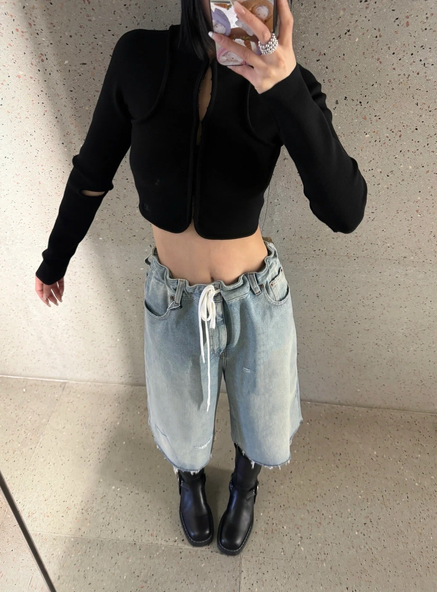 메종마르지엘라 / 벨티드 빈티지 워싱 하프 쇼츠