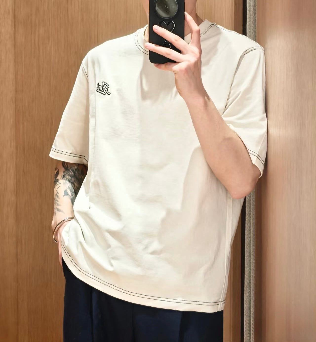 아미 / 자수 레터링 로고 쇼트 티셔츠