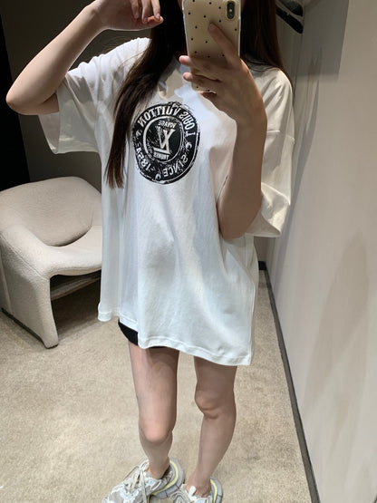 루이비통 / 로고 프린트 라운드 넥 쇼트 티셔츠