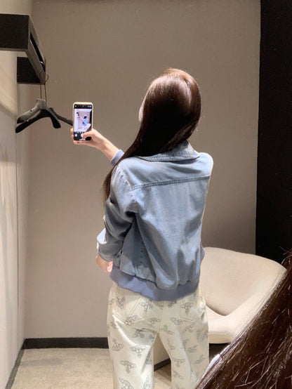 샤넬 / 하트 로고 자수 터틀넥 파일럿 자켓