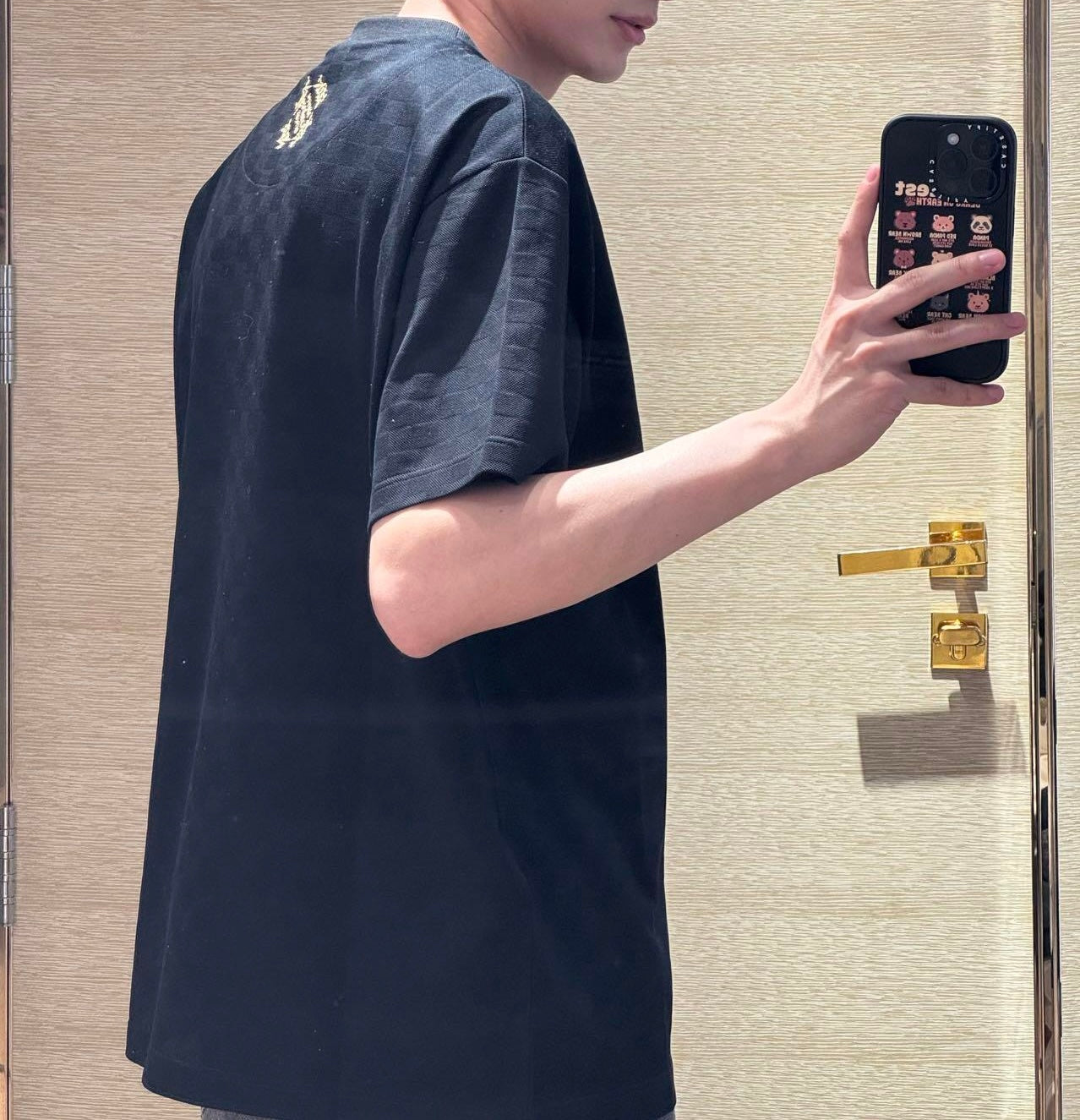 루이비통 / 골드 자수 레터링 티셔츠