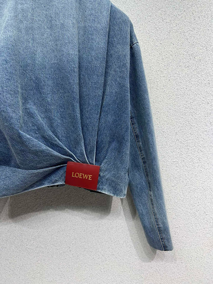 로에베 / 가죽 로고 데님 자켓