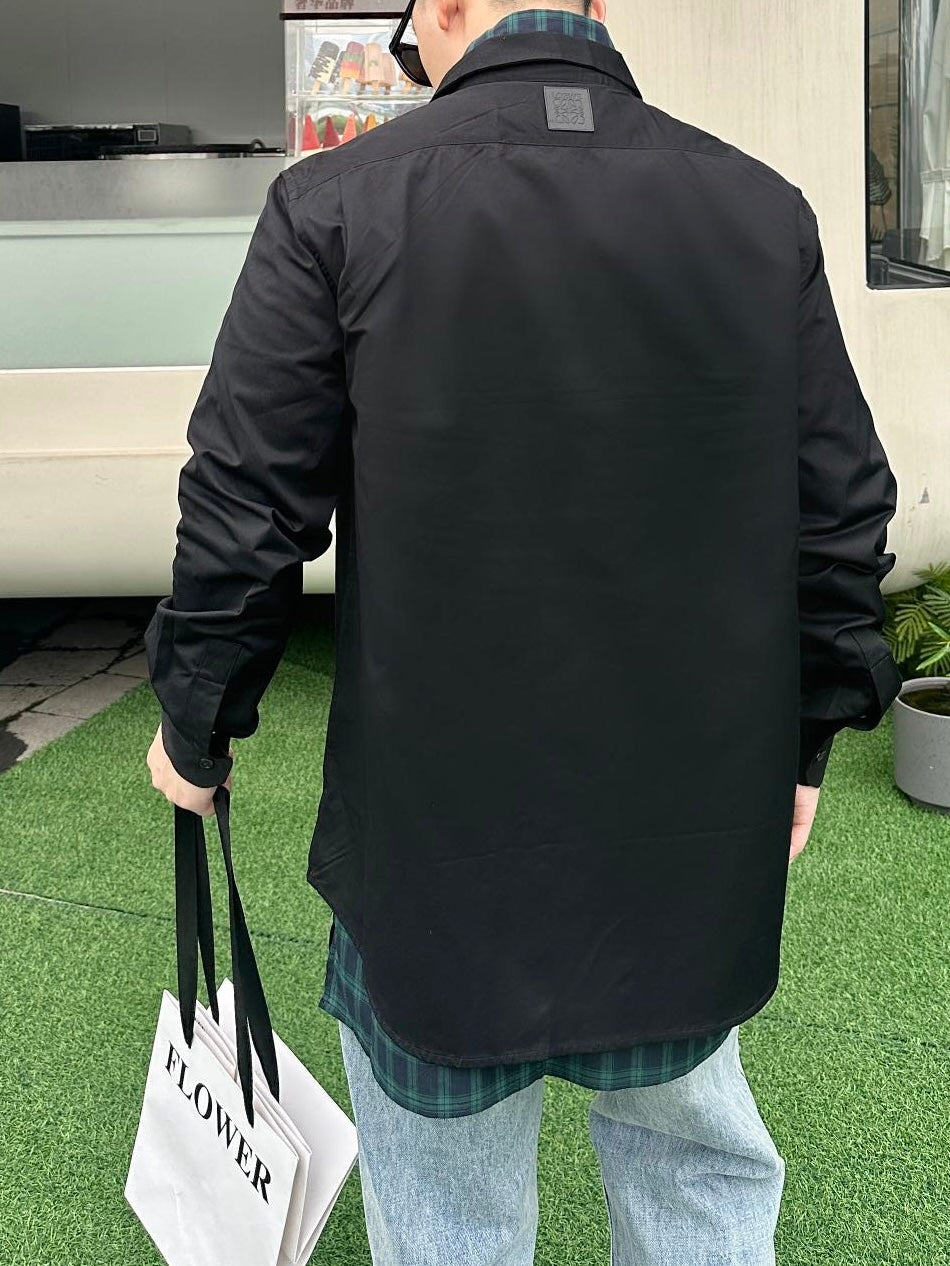 로에베 / 자수 체크 배색 레이어드 셔츠 자켓