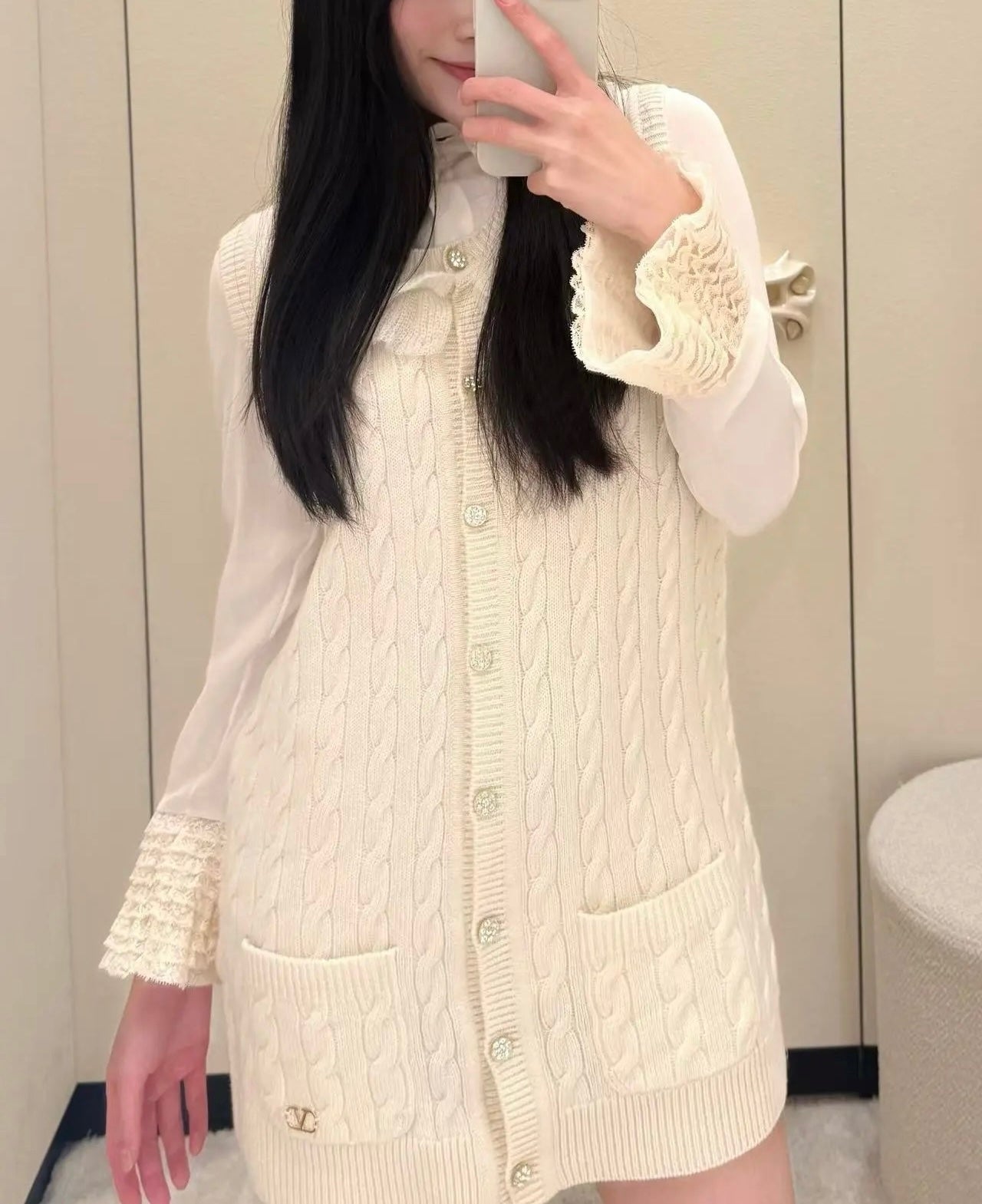 발렌티노 / 브이넥 프릴 드레스