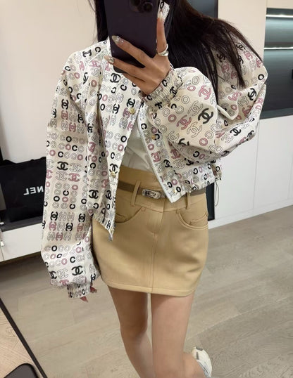 샤넬 / 코코 더블로고 레터링 프린트 점퍼
