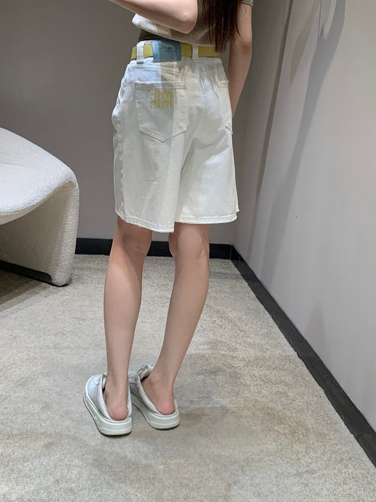 미우미우 / 프린트 로고 하프 데님 쇼츠
