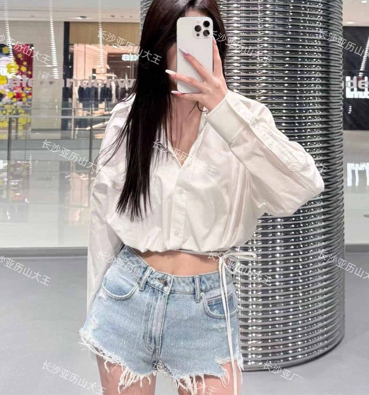 알렉산더왕 / 랩 컷팅 스트랩 크롭 셔츠