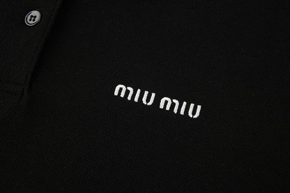 미우미우 / 로고 자수 쇼트 폴로 티셔츠