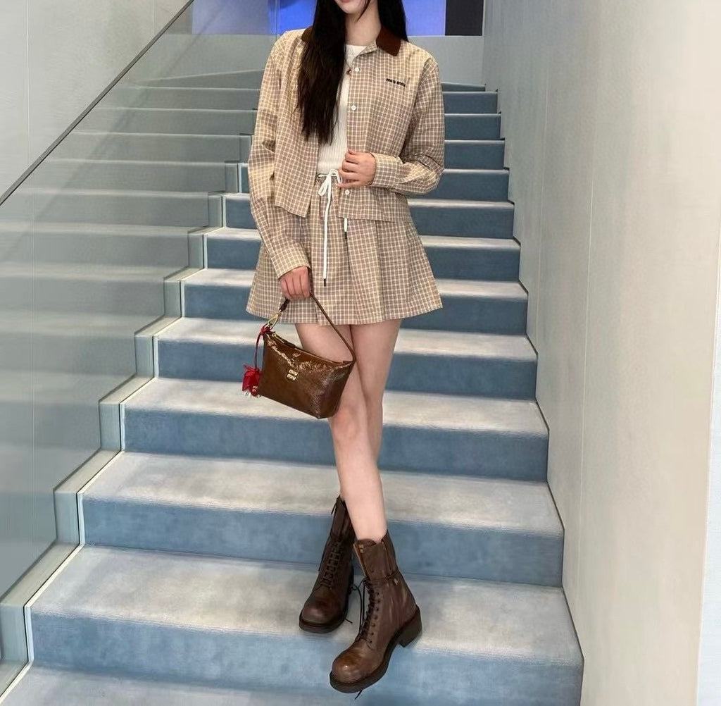 미우미우 / 트월 코튼 체크 셔츠
