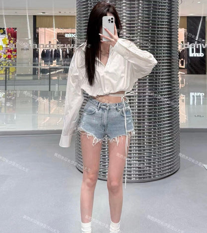 알렉산더왕 / 랩 컷팅 스트랩 크롭 셔츠