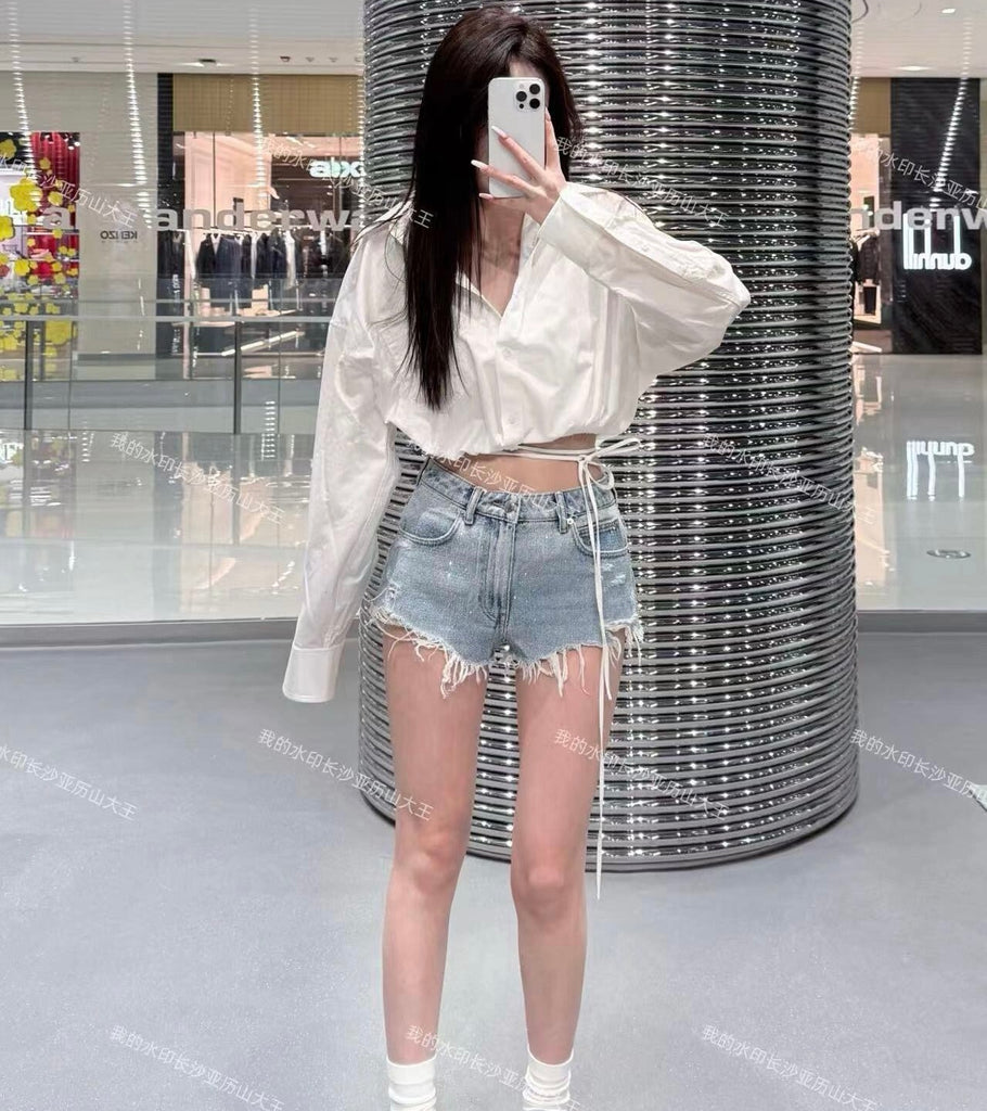 알렉산더왕 / 랩 컷팅 스트랩 크롭 셔츠