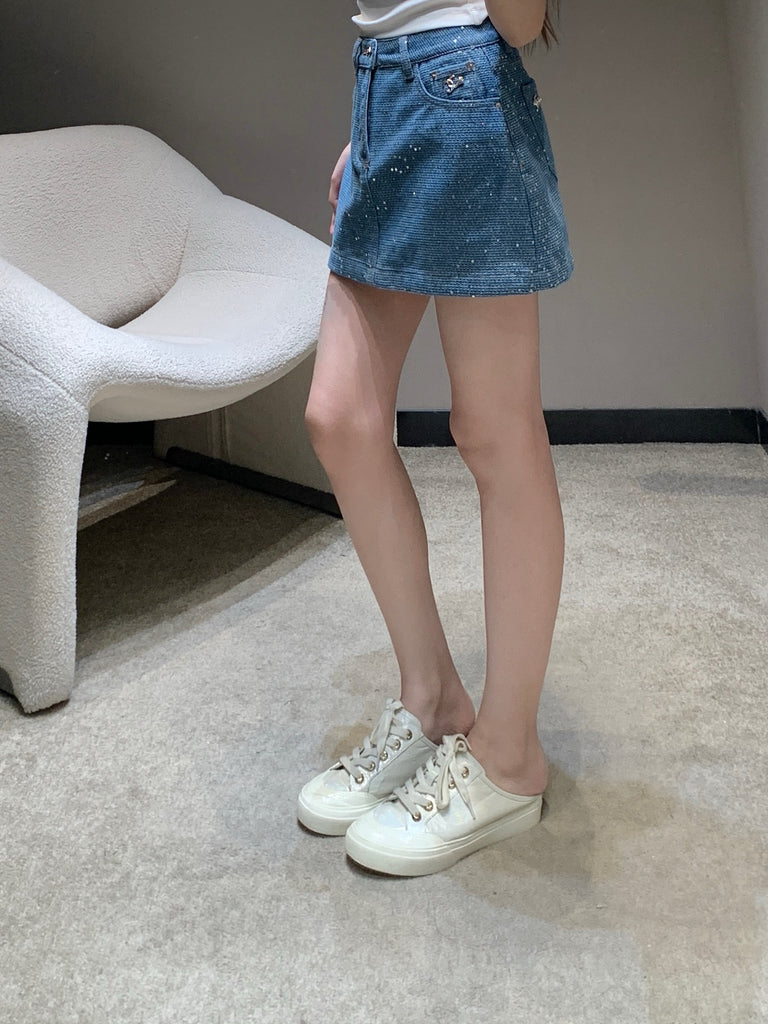 샤넬 / 스팽글 데님 스커트