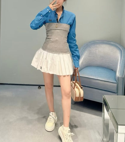 미우미우 / 레이어드 주름 미니 스커트 드레스