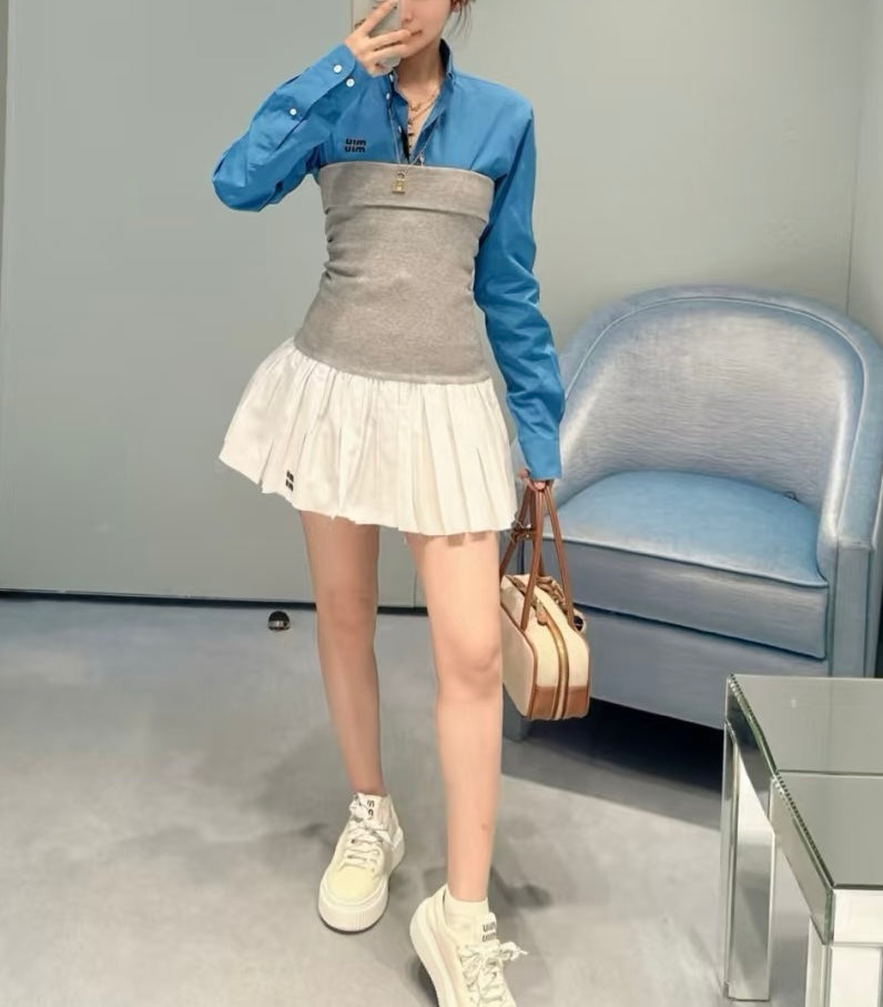 미우미우 / 레이어드 주름 미니 스커트 드레스