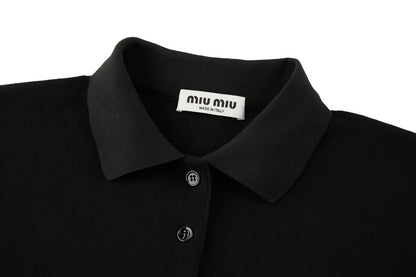 미우미우 / 로고 자수 쇼트 폴로 티셔츠