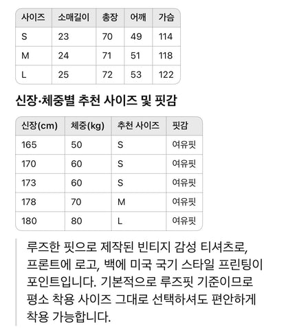 크롬하츠 / 빈티지 성조기 프린팅 티셔츠