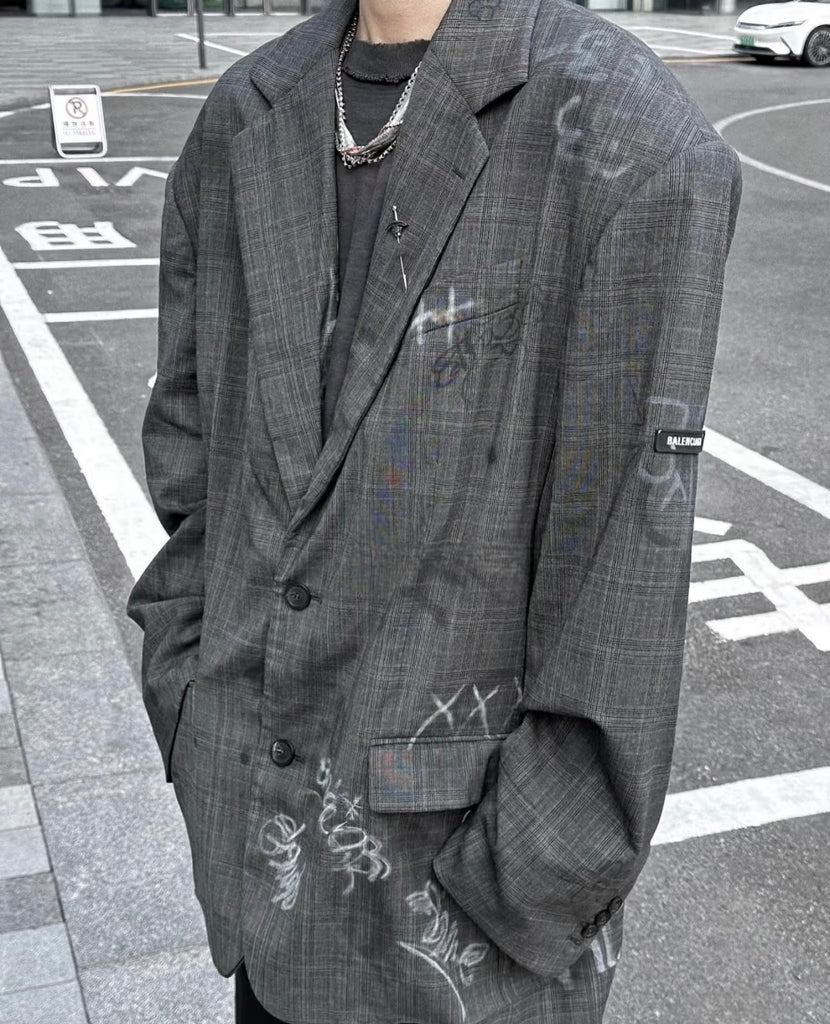 발렌시아가 / 페인팅 체크 오버 수트