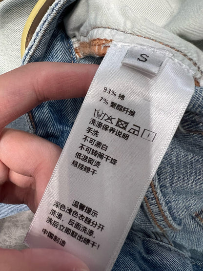 미우미우 / 프린트 로고 하프 데님 쇼츠