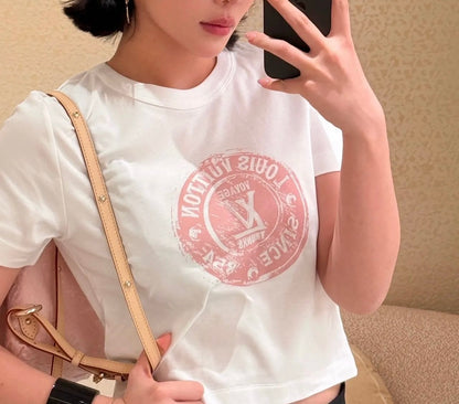 루이비통 / 핑크 로고 코튼 티셔츠