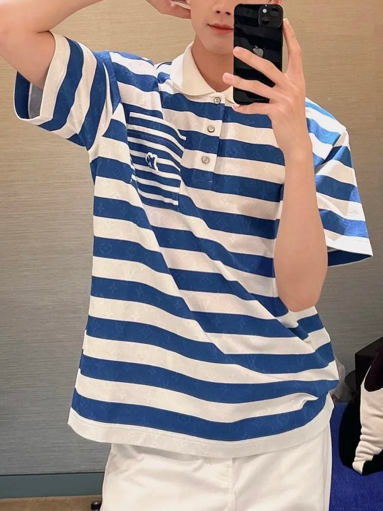 루이비통 / 네이비 스트라이프 폴로 티셔츠