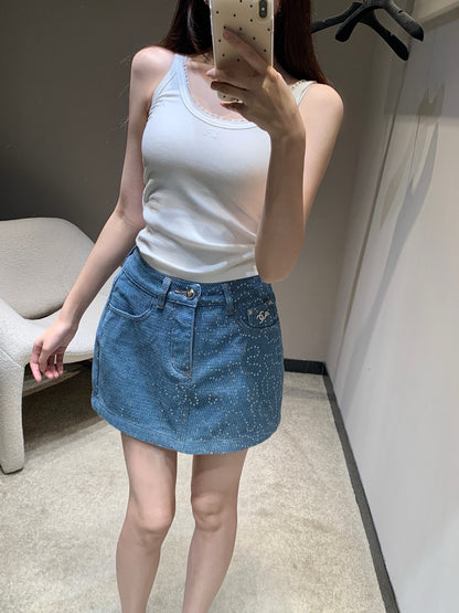 샤넬 / 스팽글 데님 스커트